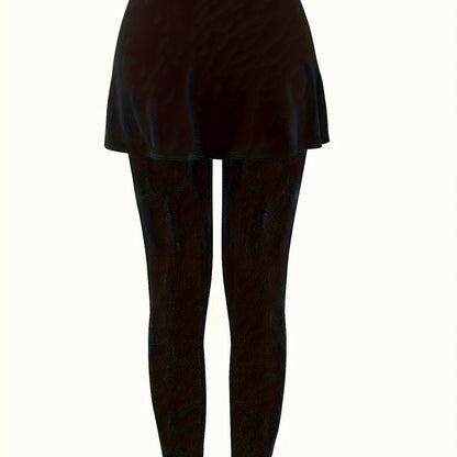 Leggings pour femmes avec une doublure semblable à une jupe et taille haute Chic und Stil