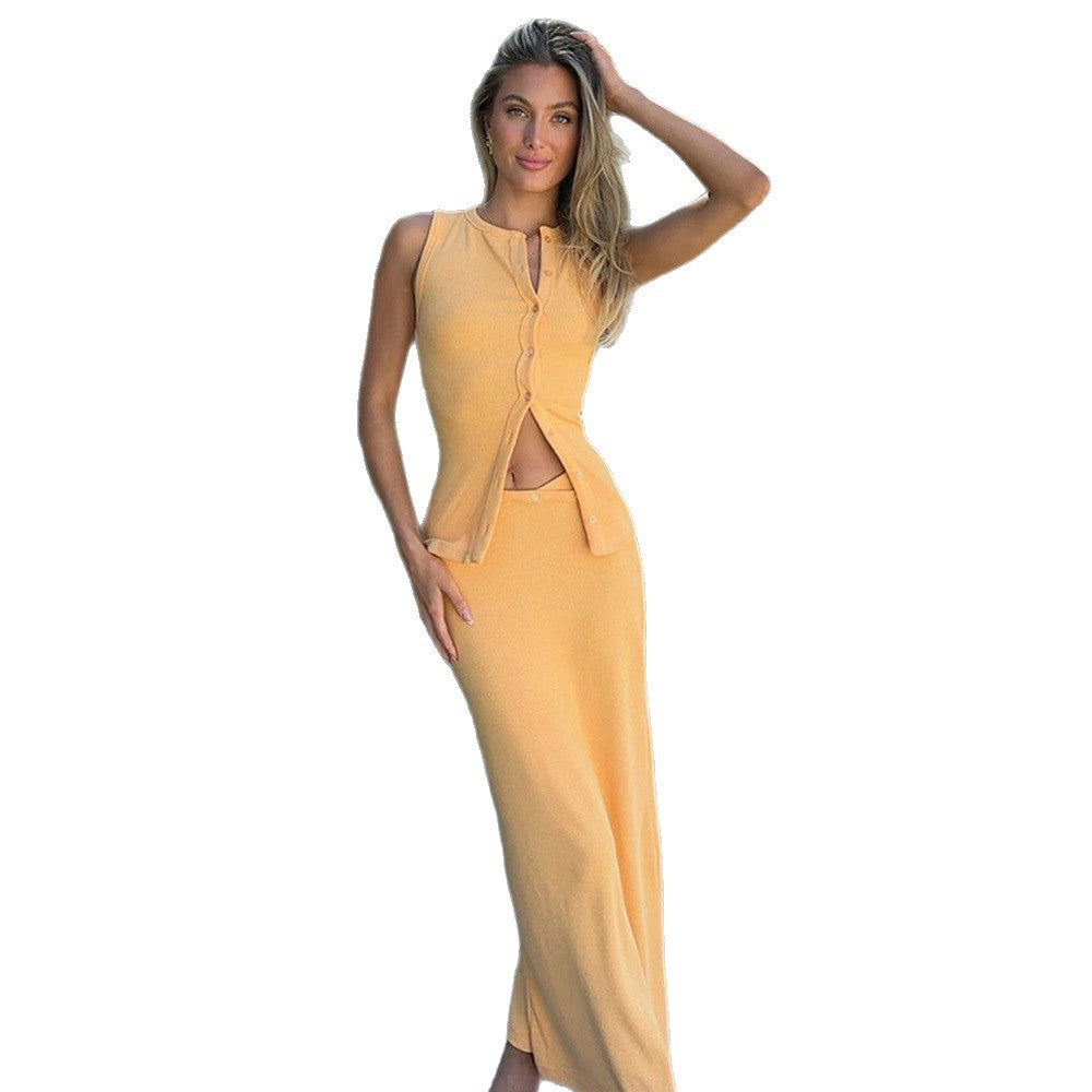 Robe maxi pour femmes avec patte de boutonnage et coupe élégante Chic und Stil