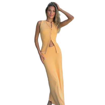 Robe maxi pour femmes avec patte de boutonnage et coupe élégante Chic und Stil