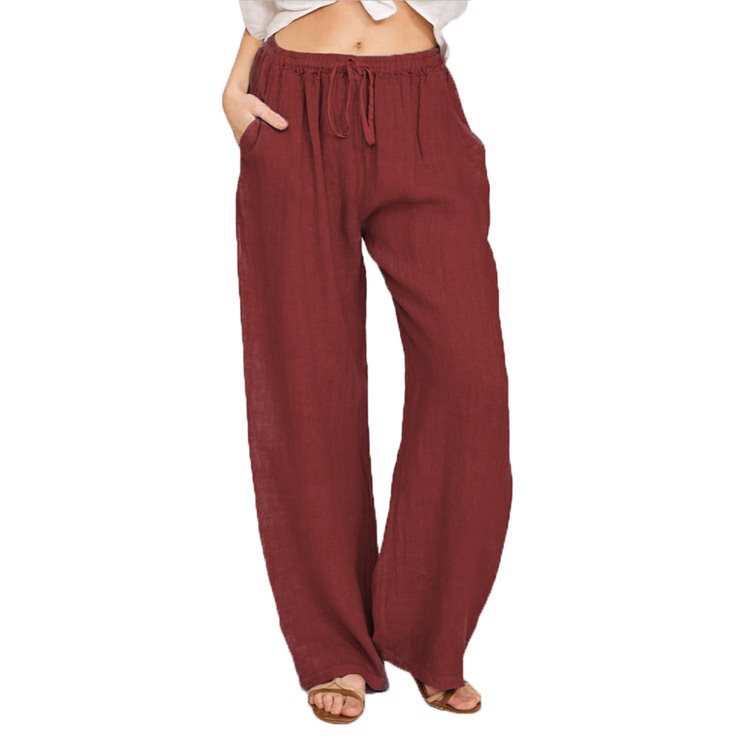Comfortable and breathable linen pants for women with elastic waistband and side pockets Chic and Style