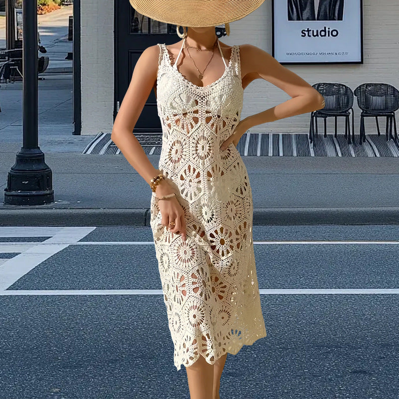 Robe maxi au crochet pour femmes avec des motifs floraux et des détails délicats Chic und Stil