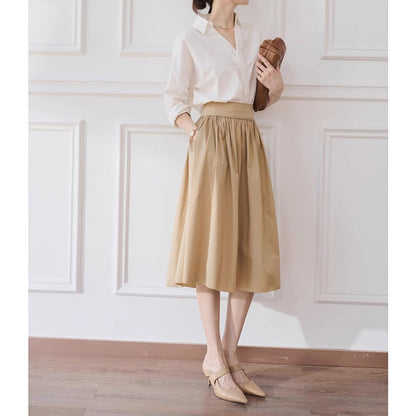 Fluid midi skirt for women with elastic waistband Chic und Stil