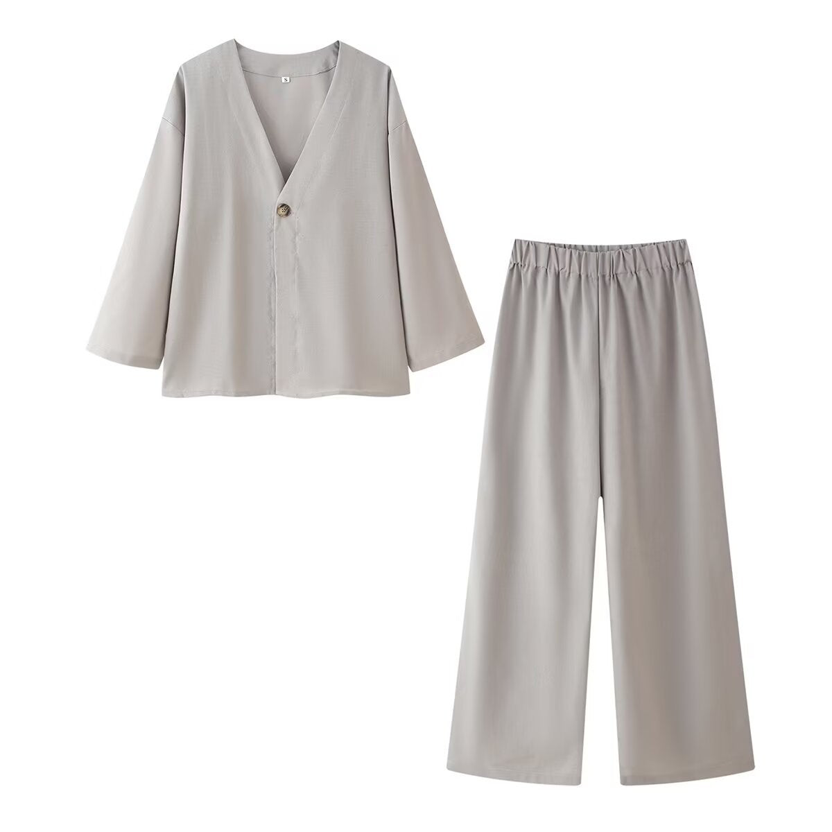 Damen Ensemble composé d'une blouse élégante à décolleté en V et de pantalons palazzo larges Chic und Stil