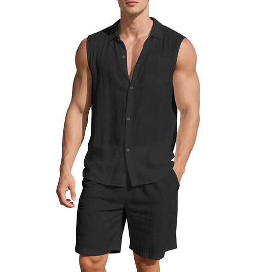 Tenue d'été décontractée pour hommes avec chemise sans manches et shorts Chic und Stil