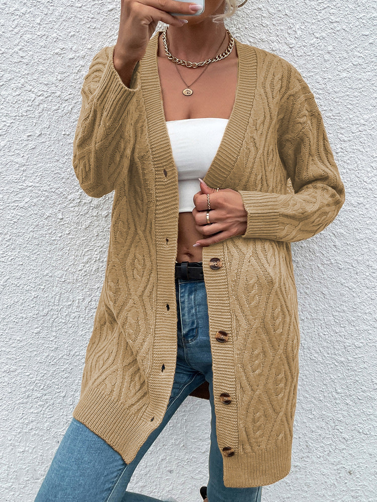 Dames Gros Tricot Cardigan avec design ouvert et boutons pratiques Chic und Stil
