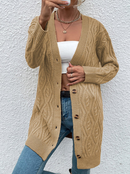 Dames Gros Tricot Cardigan avec design ouvert et boutons pratiques Chic und Stil