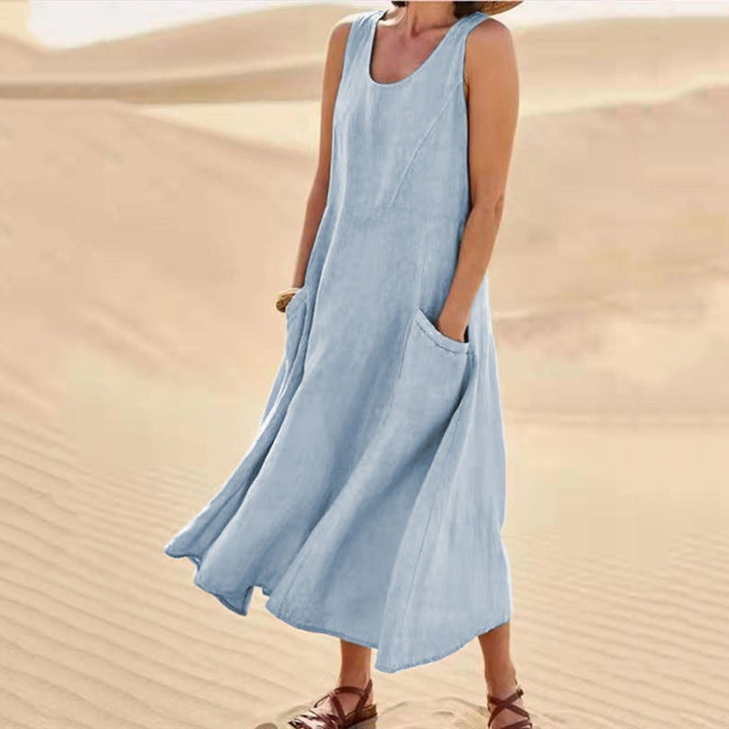 Robe d'été ample pour femmes avec poches pratiques et décolleté en V Chic und Stil