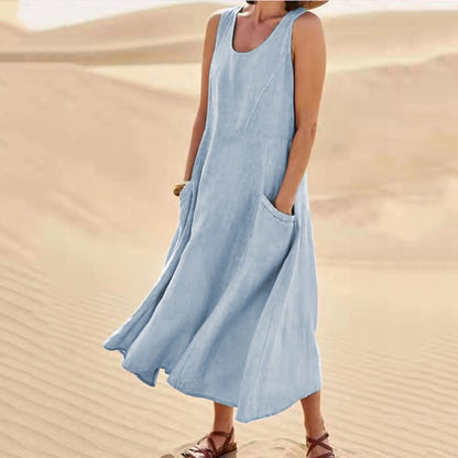 Robe d'été ample pour femmes avec poches pratiques et décolleté en V Chic und Stil