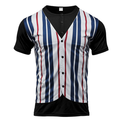Chemise à manches courtes pour hommes au look rayé sportif avec boutonnière Chic und Stil