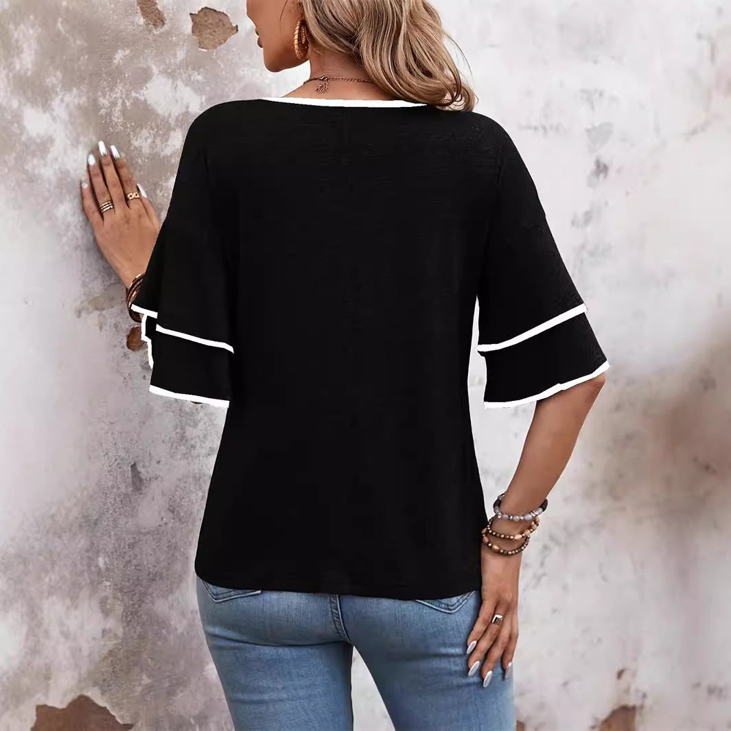 Chemisier mode femme avec des manches volant élégantes Chic und Stil