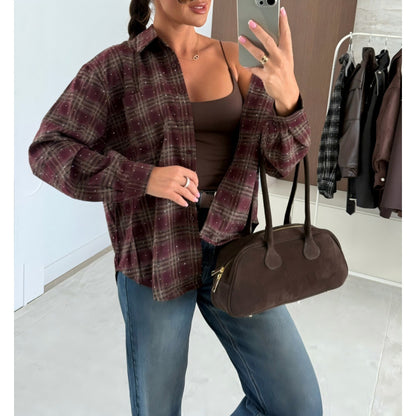 Dames Chemise Oversized Carreautée Chic und Stil