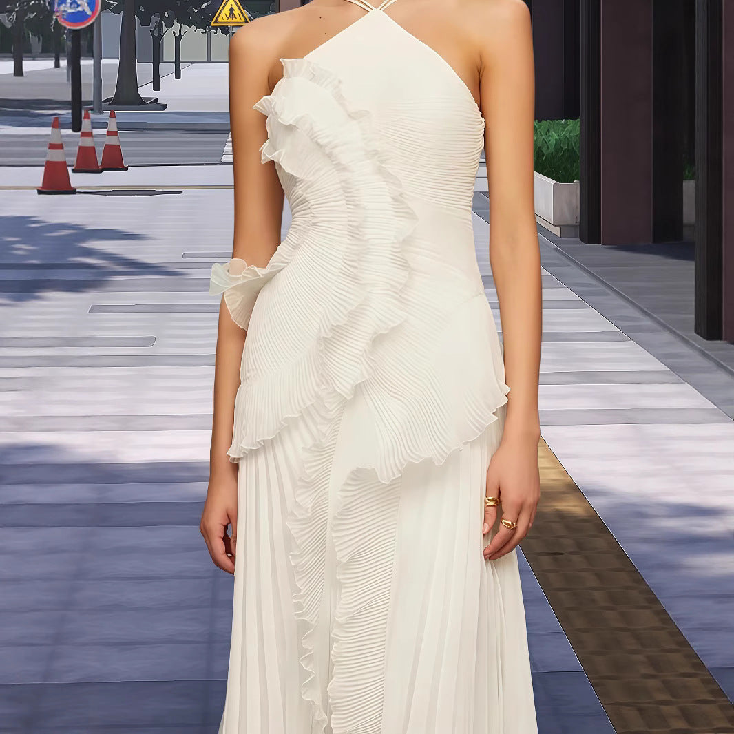 Robe portefeuille élégante pour femmes avec volants plissés et ourlet asymétrique Chic und Stil