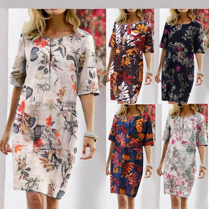 Robe Shift à Imprimé Tropical Femme Chic und Stil