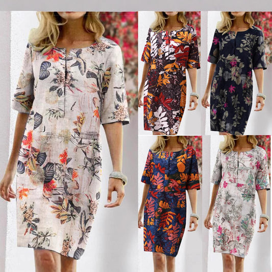 Robe Shift à Imprimé Tropical Femme Chic und Stil
