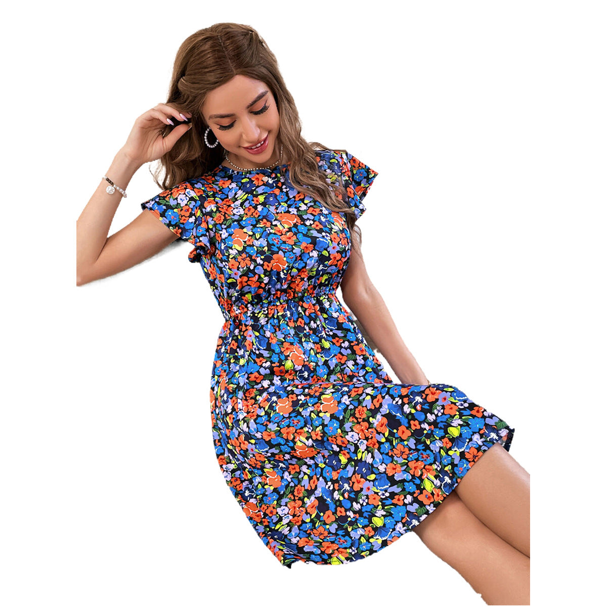 Robe d'été pour femme avec un design floral et des détails en volants Chic und Stil