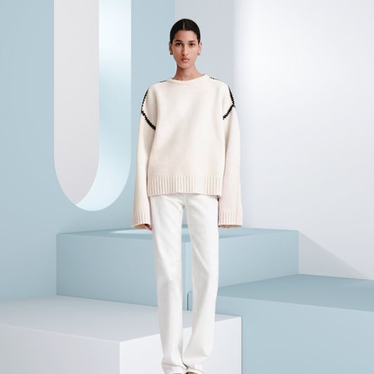 Femme pull en tricot classique avec des manches raglan tendance et une coupe large Chic und Stil