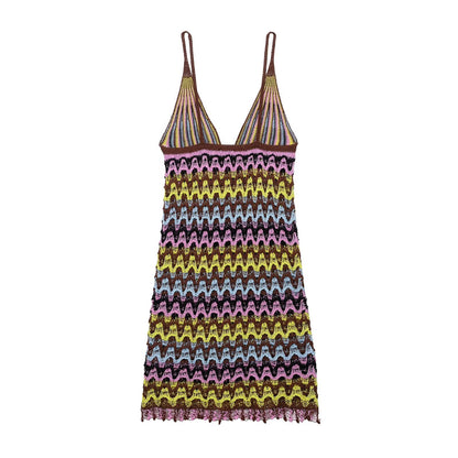 Robe d'été en chiffon pour femmes avec motif en vagues et bretelles réglables Chic und Stil