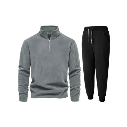 Men's fleece top with short zipper and comfortable jogger pants Chic and Style