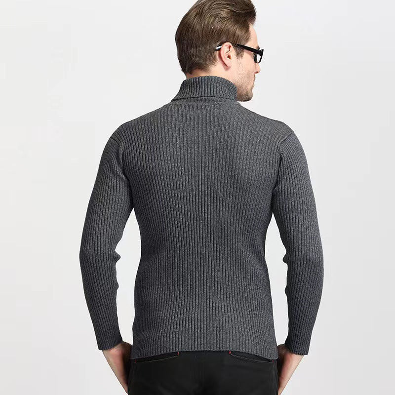 Pull à col roulé pour hommes en fine maille côtelée Chic und Stil