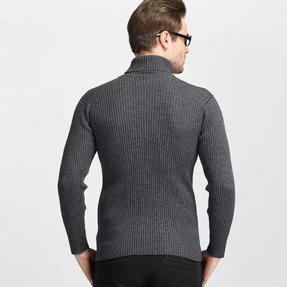 Pull à col roulé pour hommes en fine maille côtelée Chic und Stil