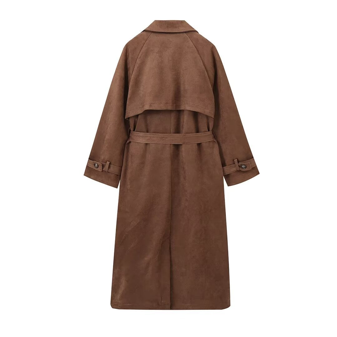 Dames élégant trench-coat en suède de haute qualité Chic und Stil