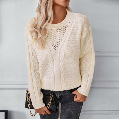 Pull en tricot pour femmes avec décolleté en V moderne et design en torsade Chic und Stil