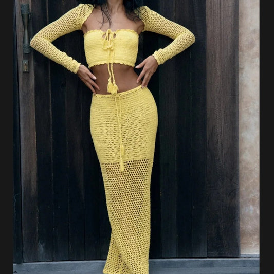Robe au crochet pour femmes avec insert élastique et lacets détaillés Chic und Stil