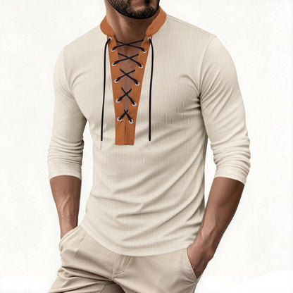 Chemise à manches longues pour hommes avec un design de lacets moderne Chic und Stil