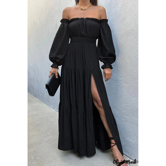 Robe maxi pour femmes avec un design sans épaules et des couches Chic und Stil