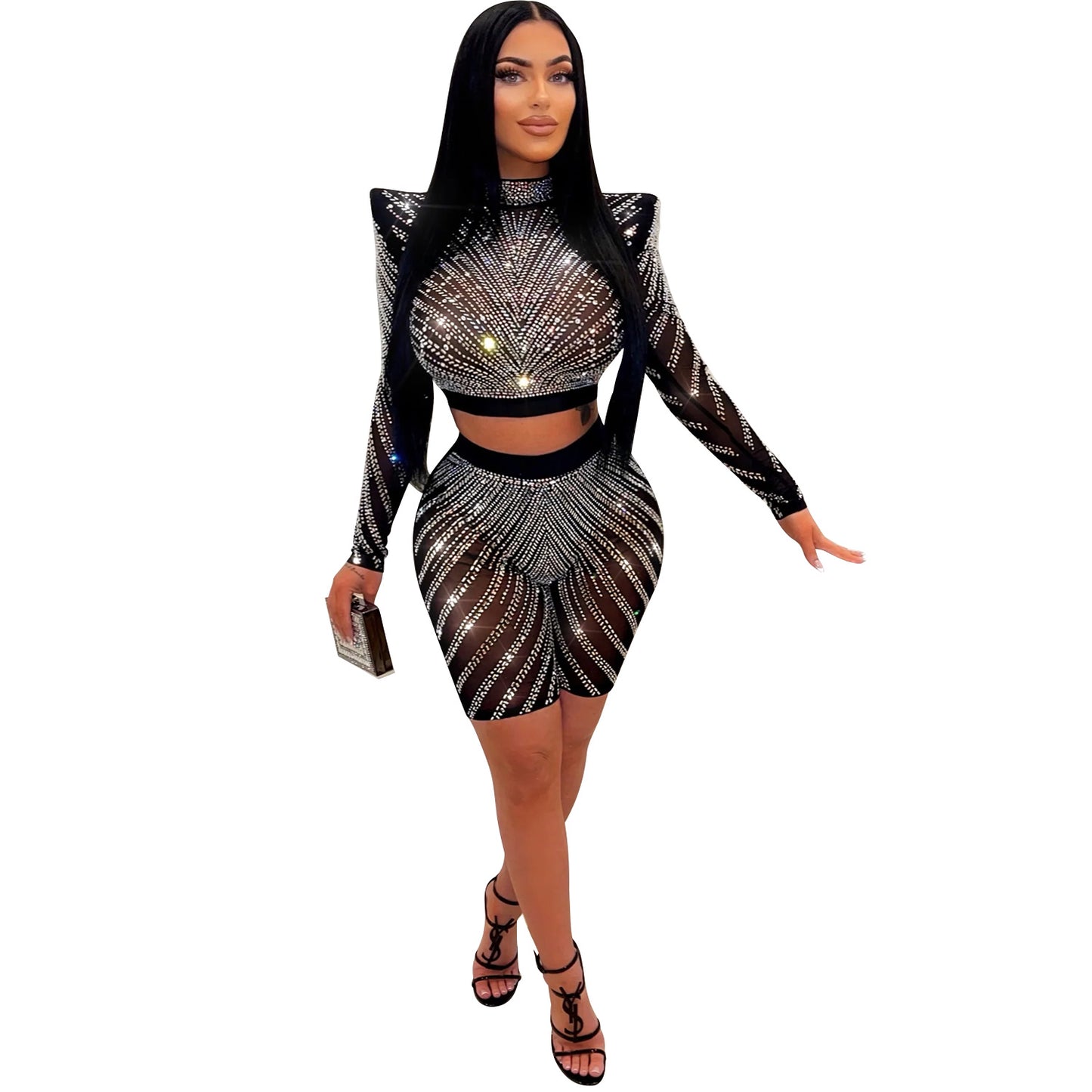 Femmes Robe de fête à paillettes deux pièces Chic und Stil