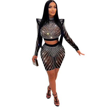 Femmes Robe de fête à paillettes deux pièces Chic und Stil