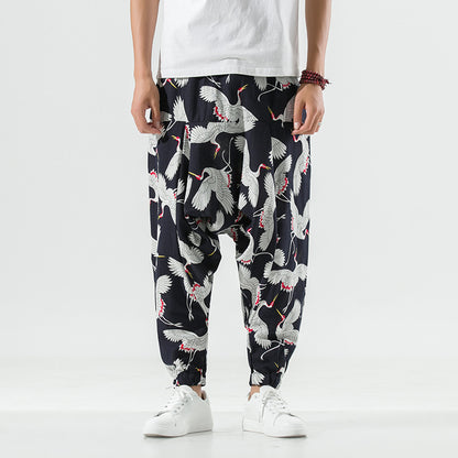 Casual Harem Pants for Men with Modern Print and Elastic Waist Chic and Style