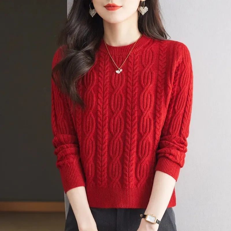 Pull en tricot pour femmes avec motif en relief et col montant Chic und Stil