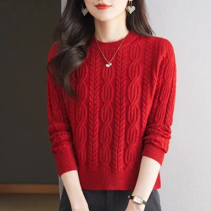 Pull en tricot pour femmes avec motif en relief et col montant Chic und Stil