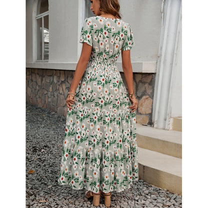 Robe maxi à volants fleuris pour femmes Chic und Stil