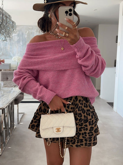 Pull-over décontracté pour femmes à épaules dénudées avec structure côtelée Chic und Stil