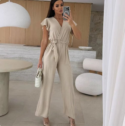 Dames Combinaison Élégante à Encolure Fronçée Chic und Stil