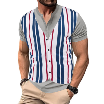 Chemise short pour homme avec un col en V innovant et une patte de boutonnage Chic und Stil