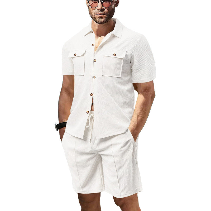 Homme décontracté set chemise à manches courtes et shorts avec poches pratiques Chic und Stil
