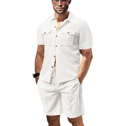 Homme décontracté set chemise à manches courtes et shorts avec poches pratiques Chic und Stil