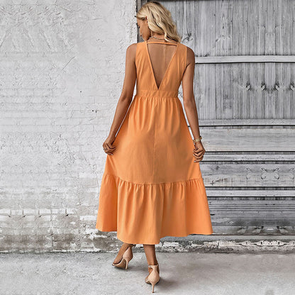 Robe Maxi à Boutons pour Femme avec Jupe Fluide Chic und Stil