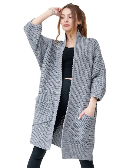 Dames gros tricot cardigan avec fronts ouverts et poches pratiques Chic und Stil