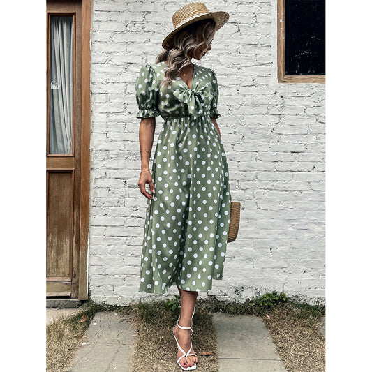 Robe midi femme avec détails noués et design à pois Chic und Stil