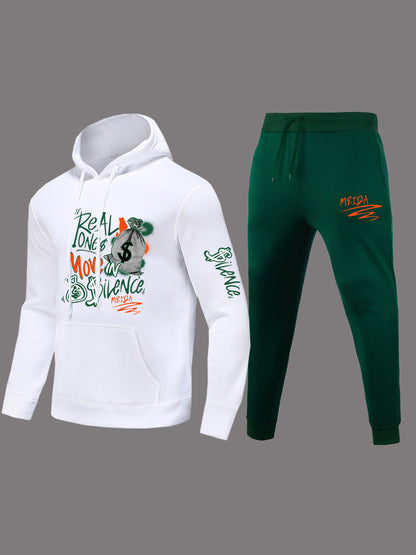 Women Sporty Hoodie and Jogging Pants Set with Creative Graphic Print Chic and Style