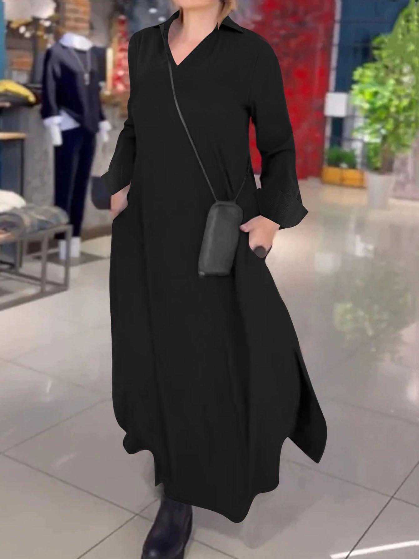 Robe maxi femme avec un praticable décolleté en V et poches Chic und Stil