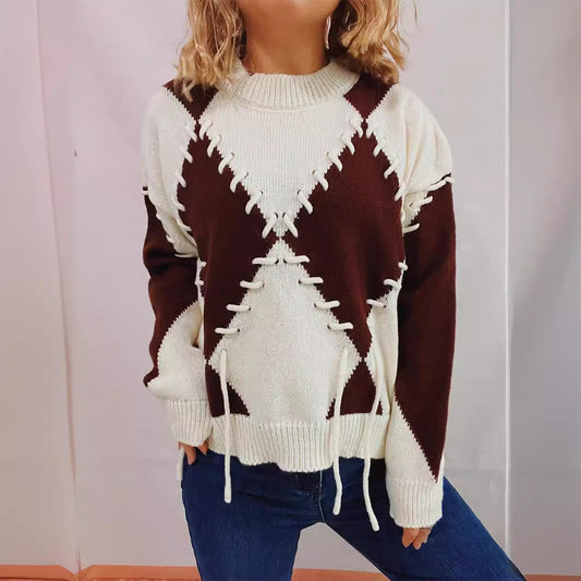 Pull en tricot confortable pour femmes avec un design accrocheur et des détails de lacets modernes Chic und Stil