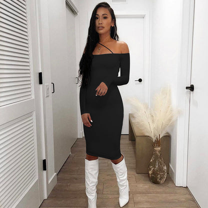 Robe mini off-shoulder ajustée pour femmes avec manches longues Chic und Stil