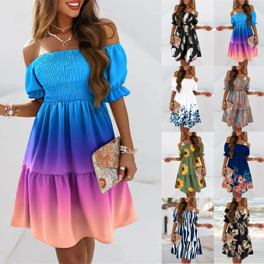 Robe à volants florale décolletée pour femmes Chic und Stil