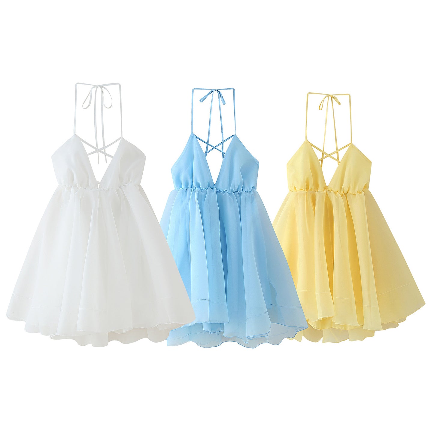 Robe en chiffon d'été pour dames avec des bretelles réglables et une jupe volumineuse Chic und Stil