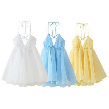 Robe en chiffon d'été pour dames avec des bretelles réglables et une jupe volumineuse Chic und Stil